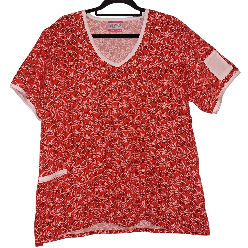 Fashion Scrubs Size 2XL Heart Design Dentist Hospital Office Cleaning Cosmo